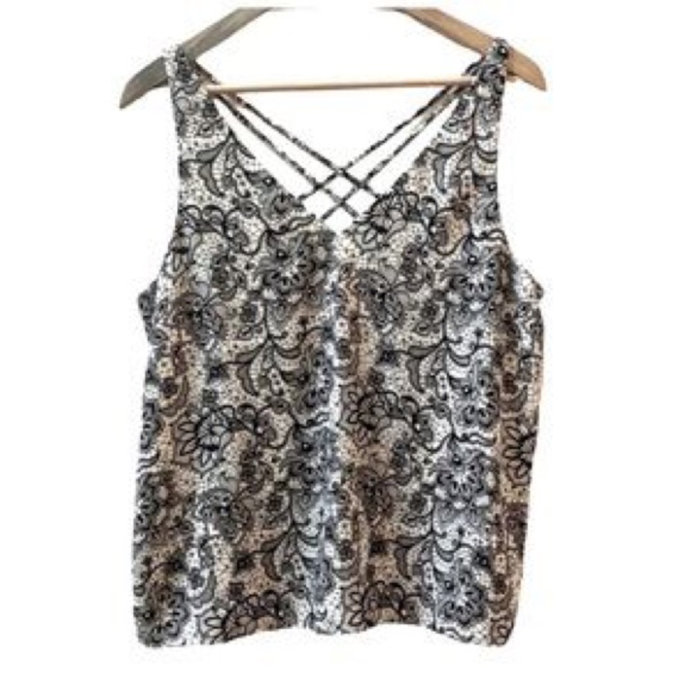 Express black and white tank top xs lose fit